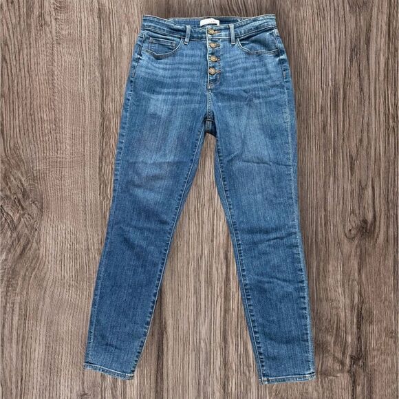 LOFT Curvy High Waist Skinny Jeans Classic Tapered Fit button Up Jeans Size 29/8 - Picture 1 of 9